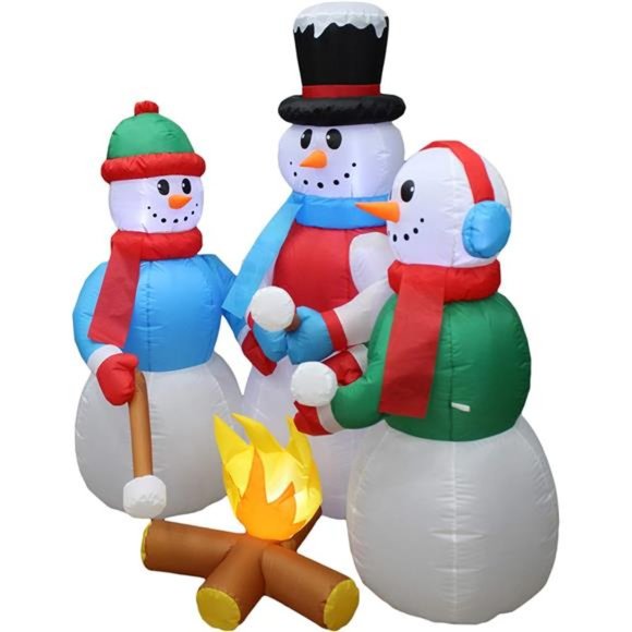 5 Foot Christmas Inflatable Snowman Campfire LED Lights Blow up Decor - Picture 4 of 5